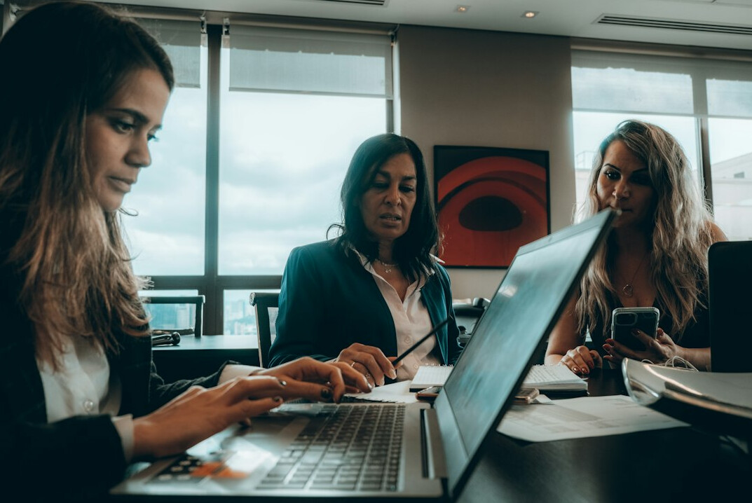 business team reviewing analytics dashboard